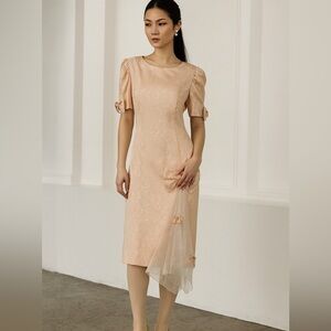 Vintage Elegant 100% silk Dress with Bow Accent coquette feminine Victorian 6